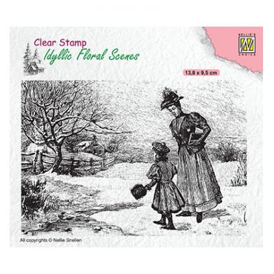 Nellie's Choice Clear Stamp - Vintage Wintery Scene